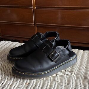 Dr. Martens Black Leather Jorge Sandals with Buckle